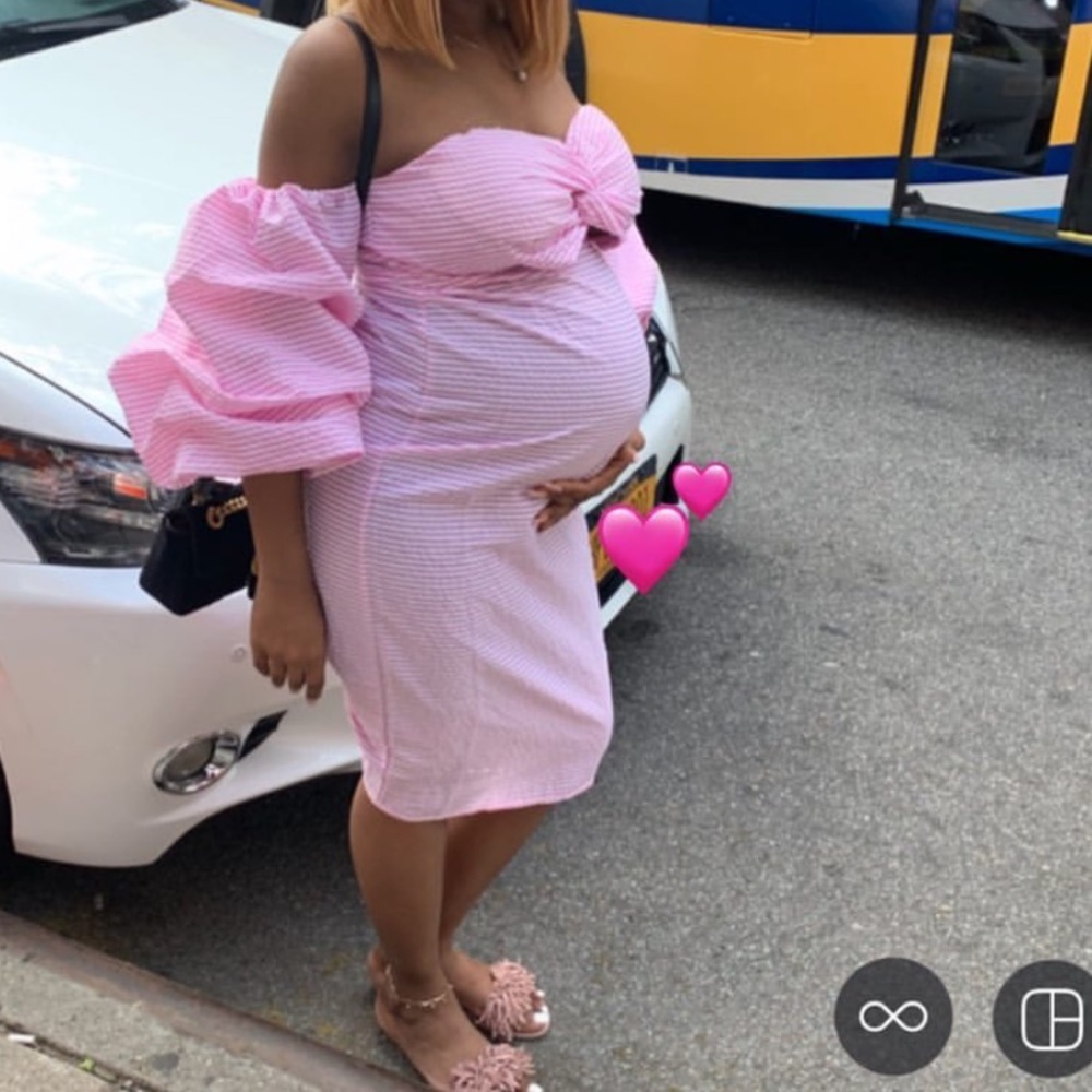 Stripe midi pink maternity dress